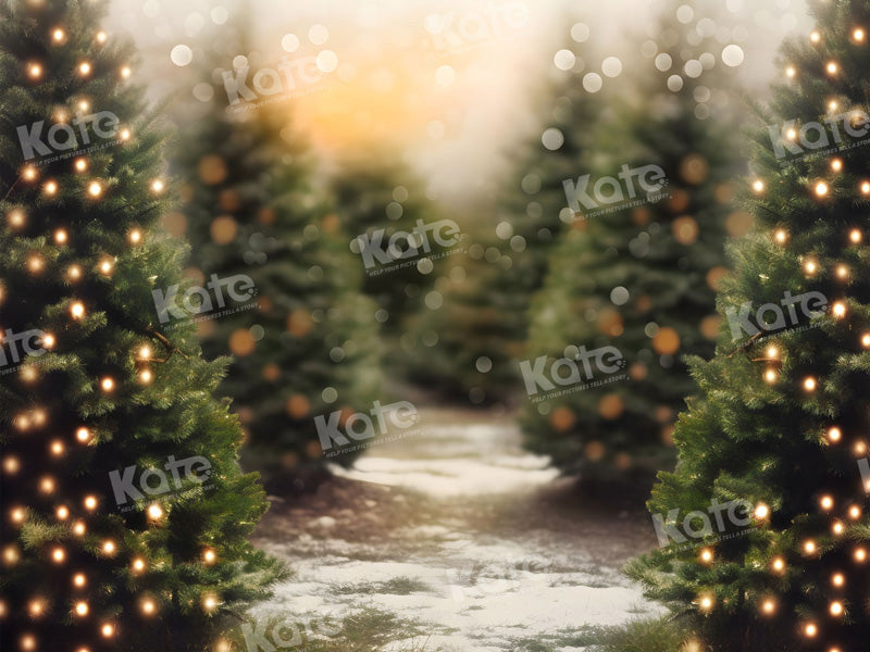 Kerst Buitenboom Bokeh Lichtachtergrond voor Fotografie