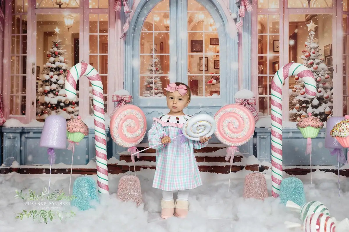 Roze Kerst-winkel Sneeuw Achtergrond voor Fotografie