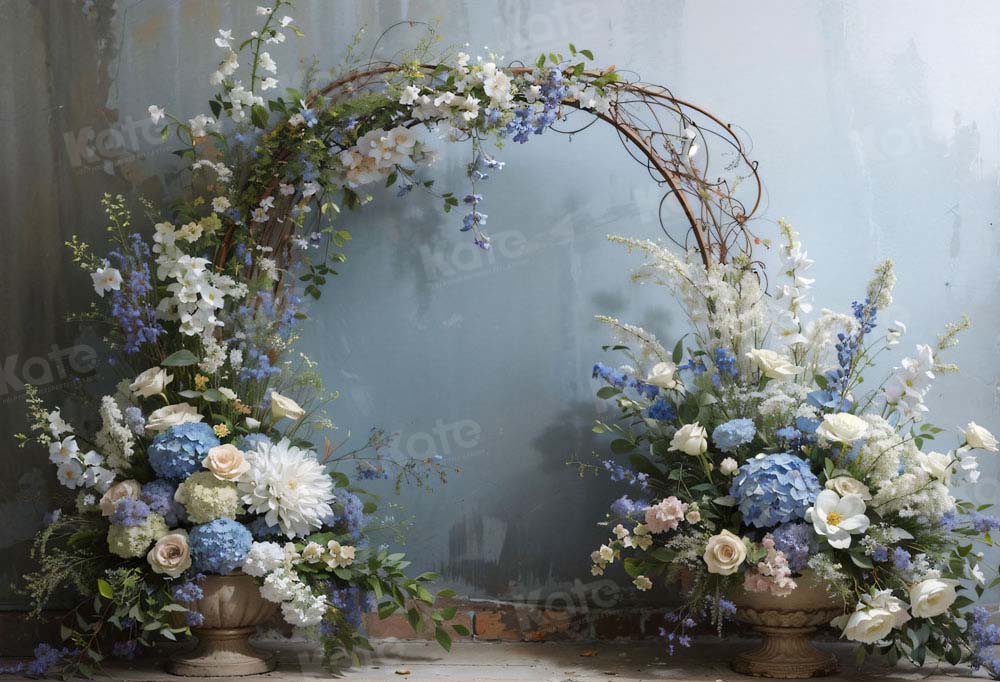 Schilderen van Bloemenboog Trouw Foto Achtergrond Ontworpen door Chain Photography