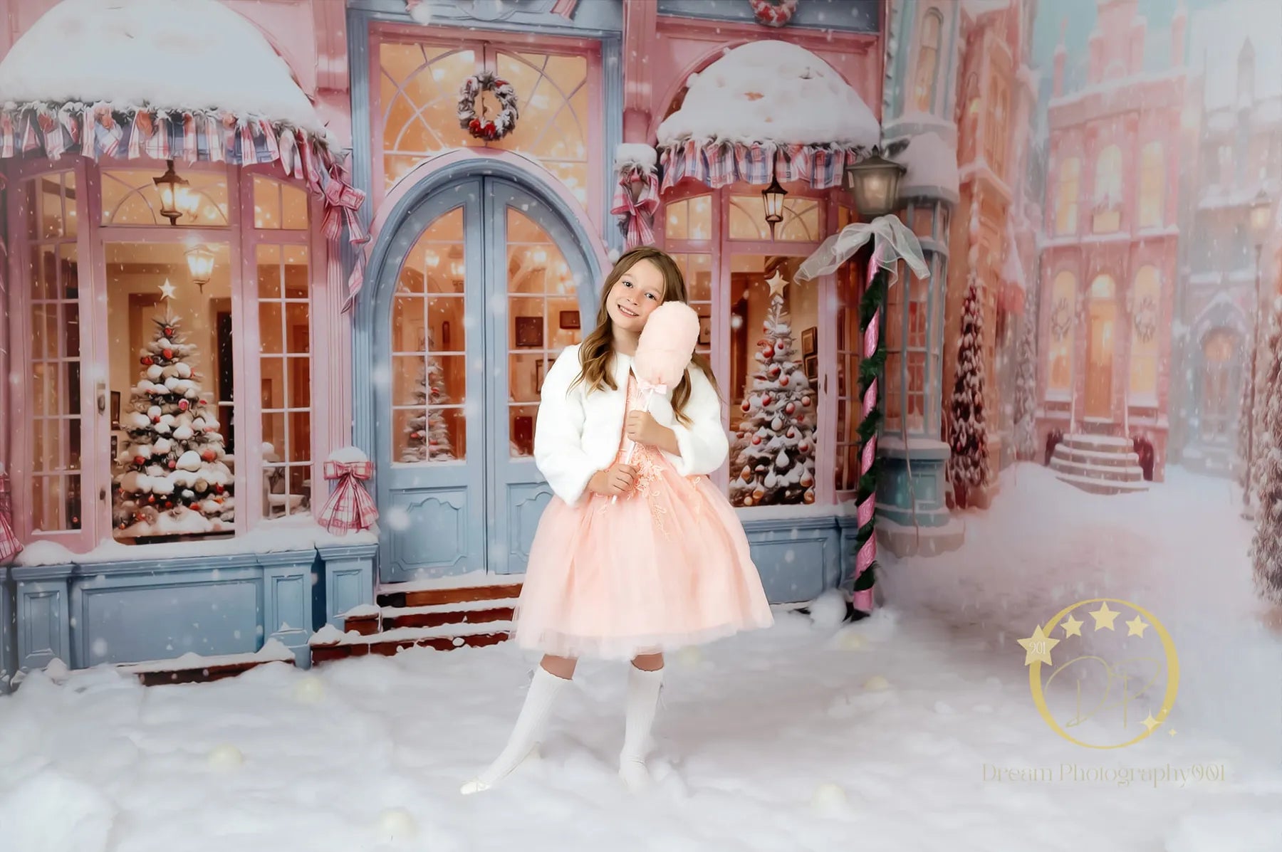 Kate Christmas Snowy Pink Street Store Room Set(8ftx8ft&10ftx8ft&8ftx10ft)