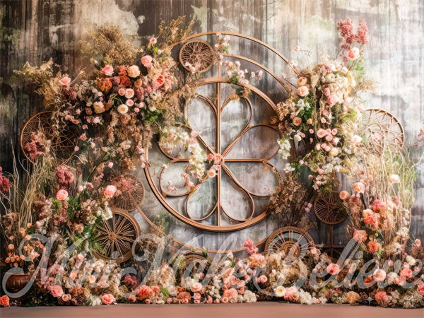 Boho Valentine Spring Wedding Floral Interior Backdrop Progettato da Mini MakeBelieve