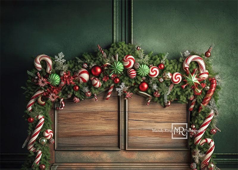 Kerst Candy Cane hoofdbord met fleece achtergrond ontworpen door Mandy Ringe Fotografie