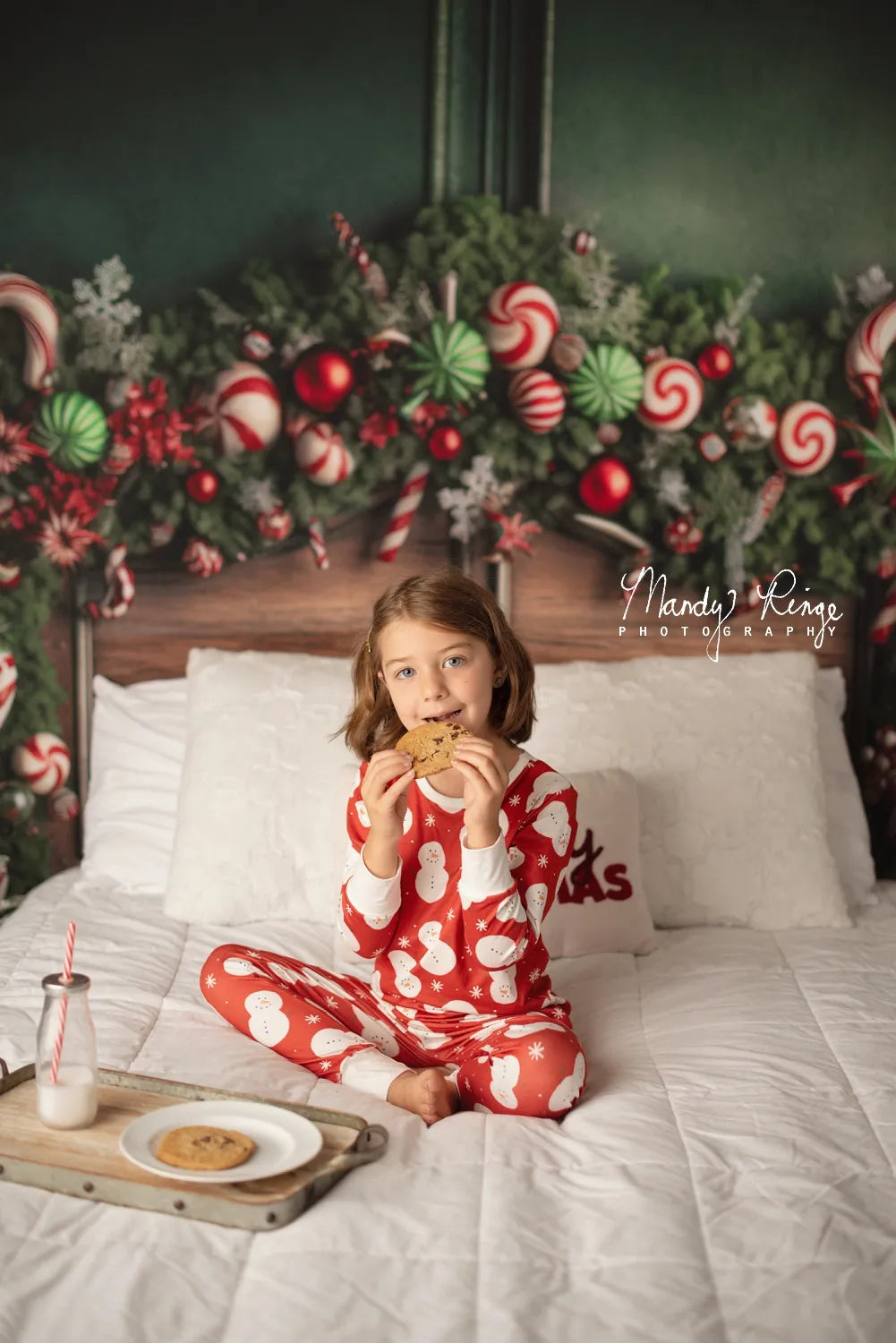 Kerst Candy Cane hoofdbord met fleece achtergrond ontworpen door Mandy Ringe Fotografie
