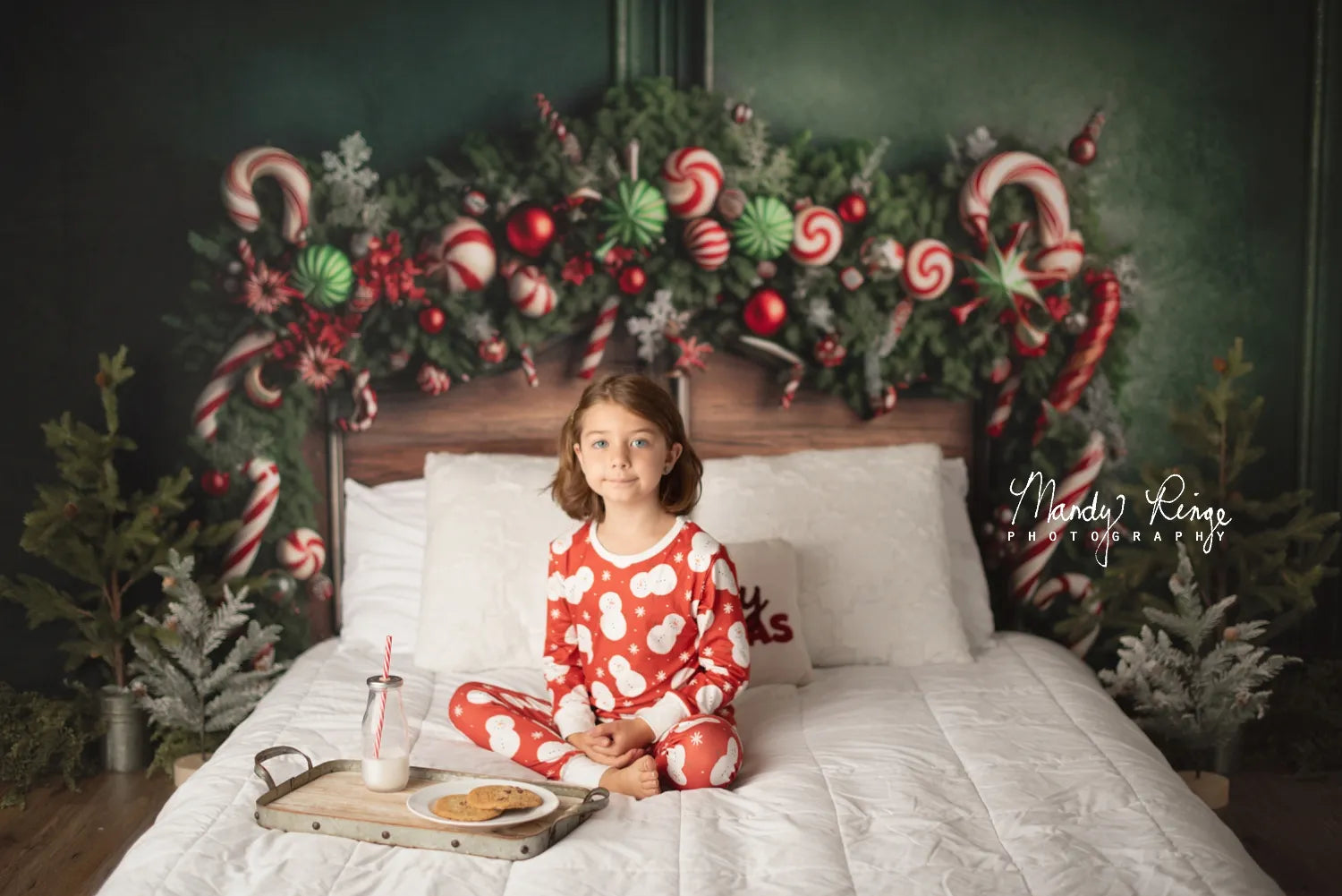 Kerst Candy Cane hoofdbord met fleece achtergrond ontworpen door Mandy Ringe Fotografie