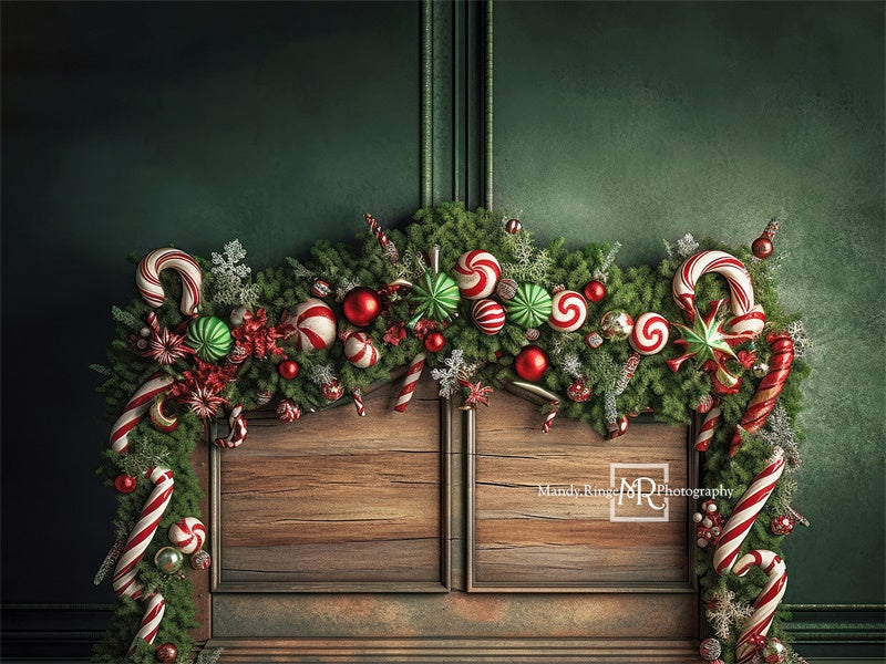 Kerst Candy Cane hoofdbord met fleece achtergrond ontworpen door Mandy Ringe Fotografie