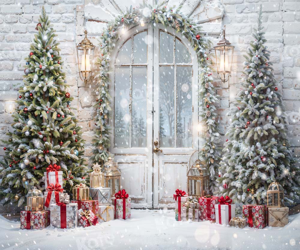 Kate Christmas Snow Tree Door Backdrop Designed by Emetselch