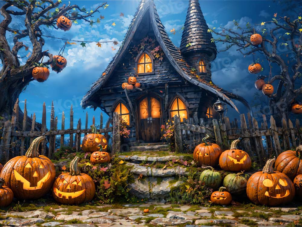 Fondo de Casa Castillo Mágico de Calabazas de Halloween Diseñado por Fotografía Chain