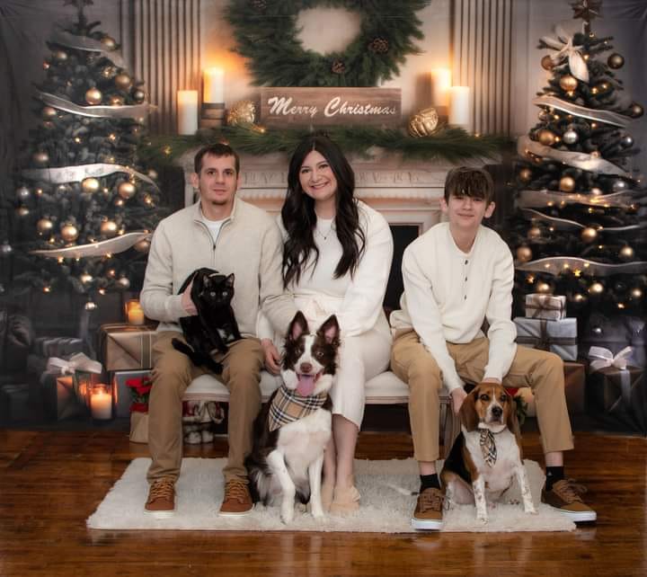 Kate Christmas Fireplace Gift Tree Painted Fleece Backdrop Designed by Emetselch