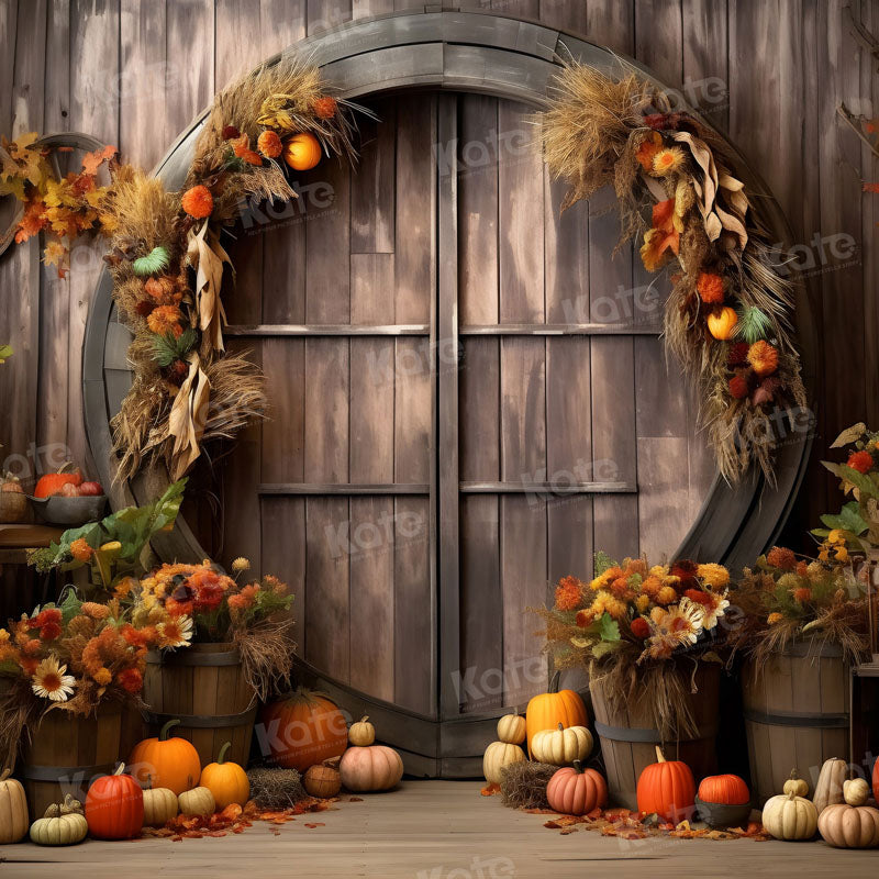 Kate Autumn Pumpkin Barn Door Backdrop for Photography