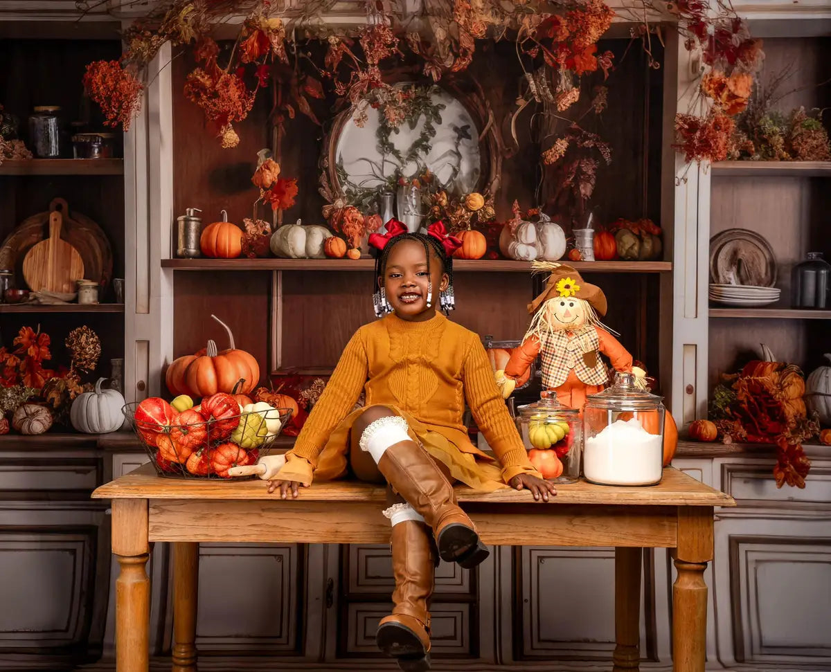 Sfondo autunnale accogliente per credenza da cucina progettato da Mandy Ringe Photography