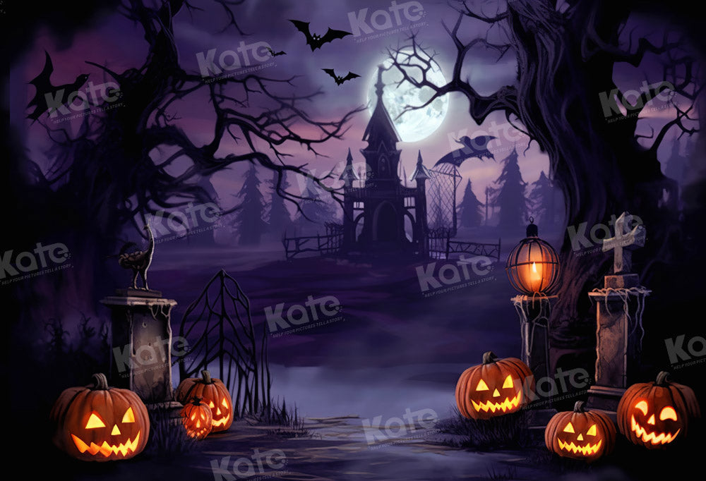 Fondo de Castillo Nocturno de Calabaza de Halloween Diseñado por Chain Photography