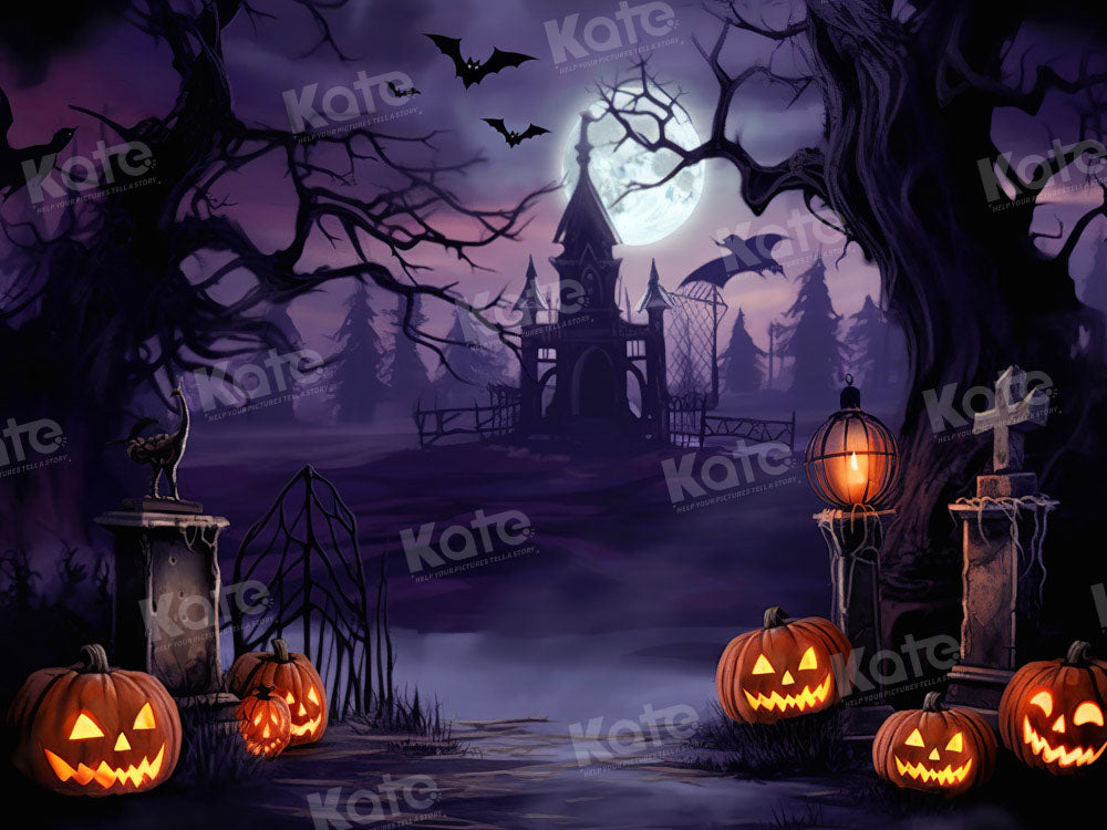 Fondo de Castillo Nocturno de Calabaza de Halloween Diseñado por Chain Photography