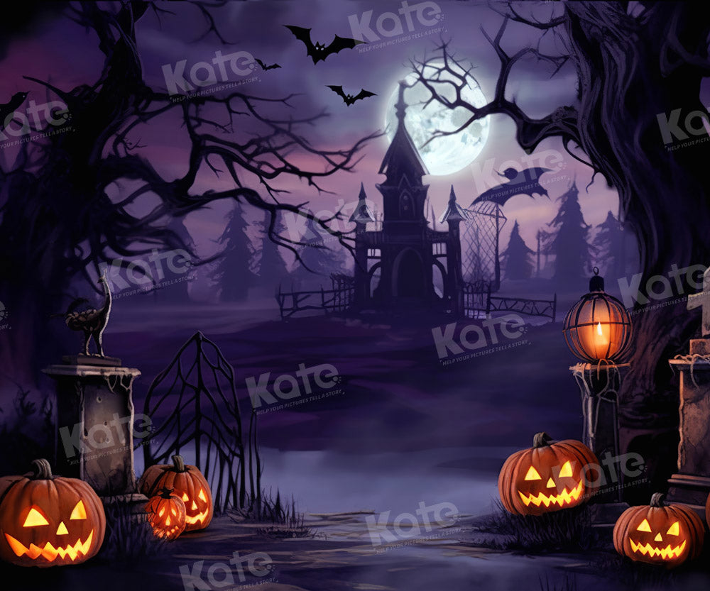 Fondo de Castillo Nocturno de Calabaza de Halloween Diseñado por Chain Photography
