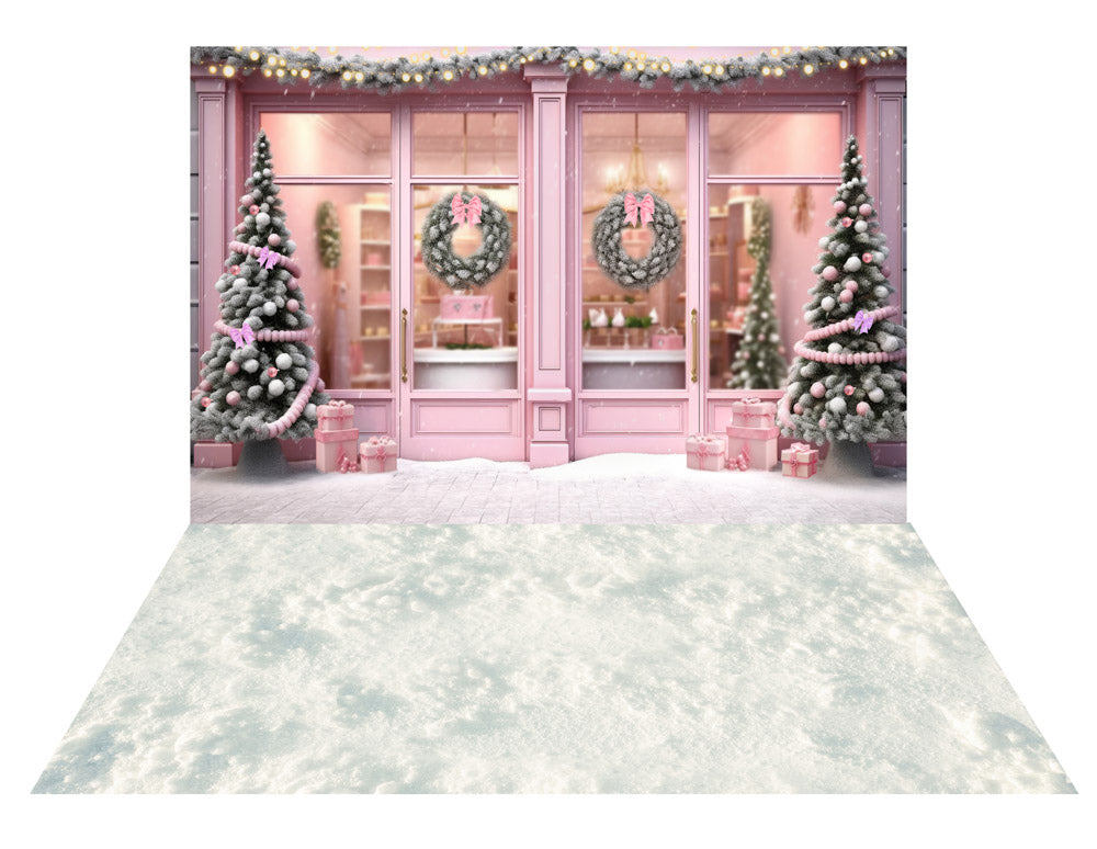 katebackdrop Kate Lightly Snow Covered Cobblestone Rubber Floor Mat Designed by Mini MakeBelieve, 5x4ft(1.5x1.2m)