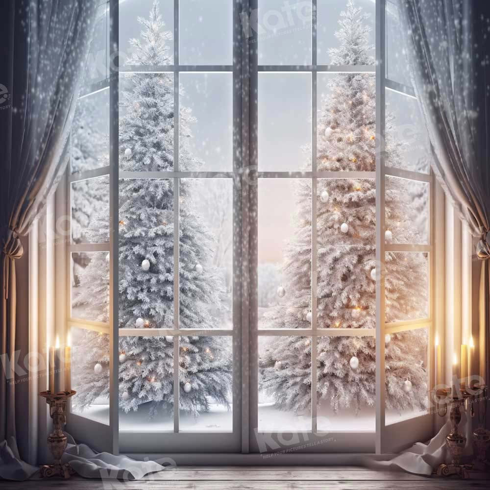 Kate Winter Christmas Window Tree Backdrop Designed by Chain Photography