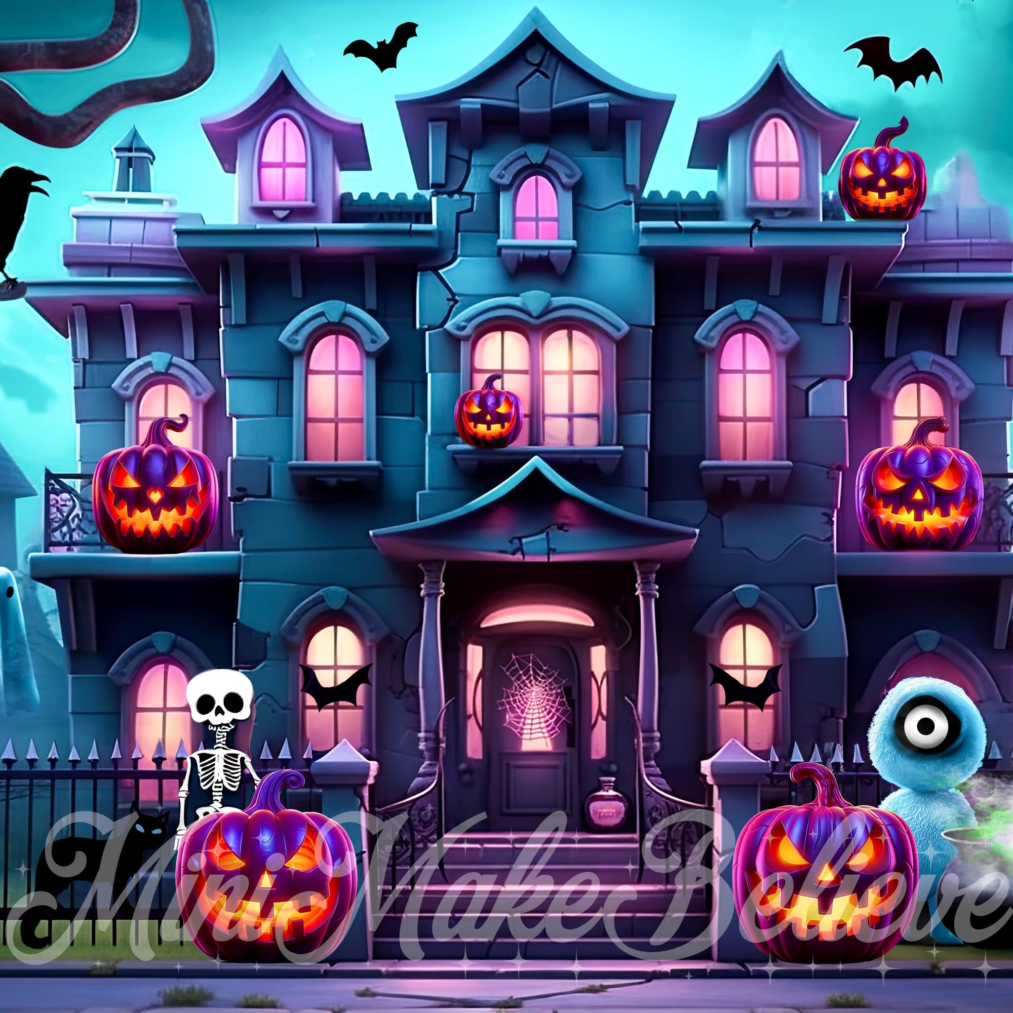 Kate Halloween Mansion House Backdrop Designed by Mini MakeBelieve