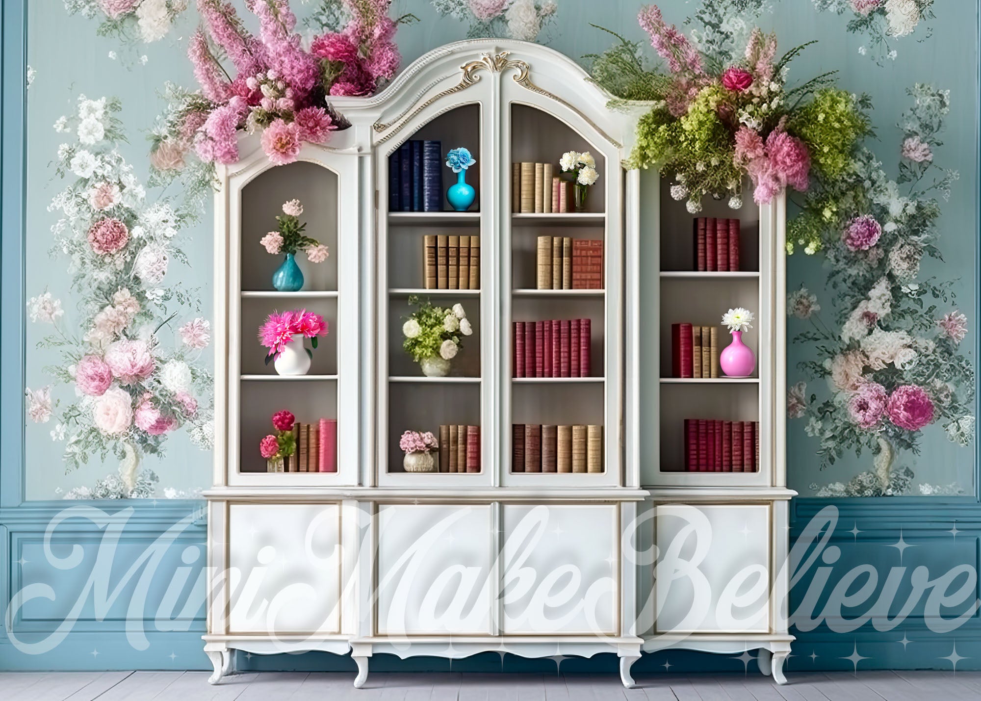 Kate Spring/Summer Fancy Interior Bookcase Back to School Backdrop Designed by Mini MakeBelieve