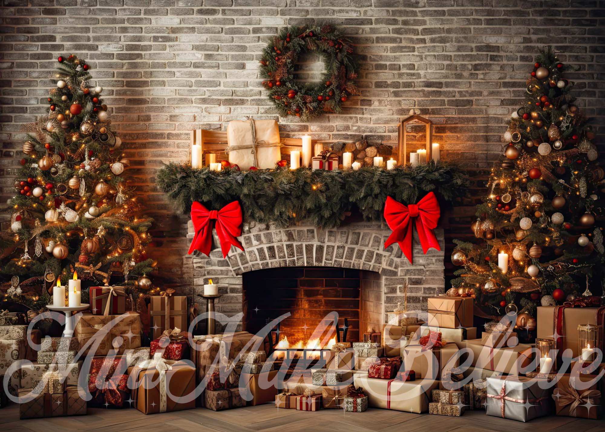 Christmas Fireplace Backdrops