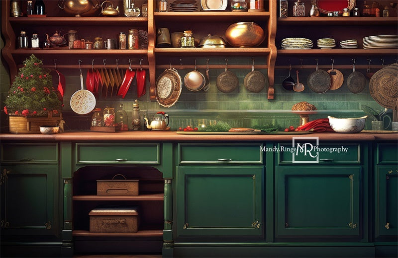 Kate Green Christmas Kitchen Backdrop Designed by Mandy Ringe Photography