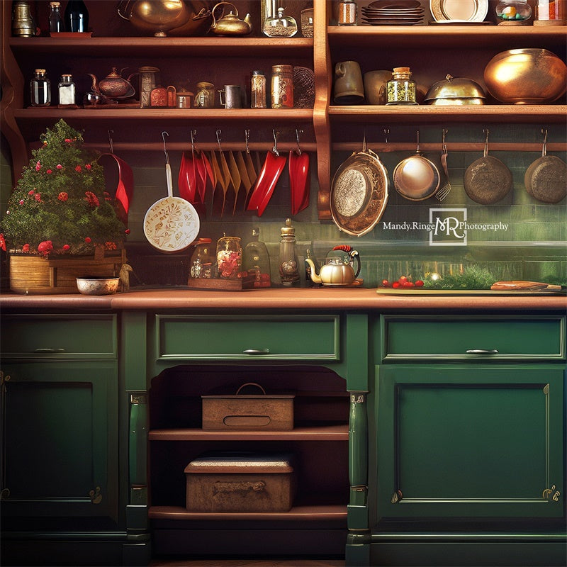 Kate Green Christmas Kitchen Backdrop Designed by Mandy Ringe Photography