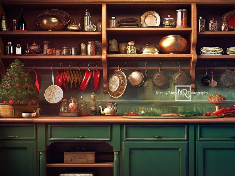Kate Green Christmas Kitchen Backdrop Designed by Mandy Ringe Photography