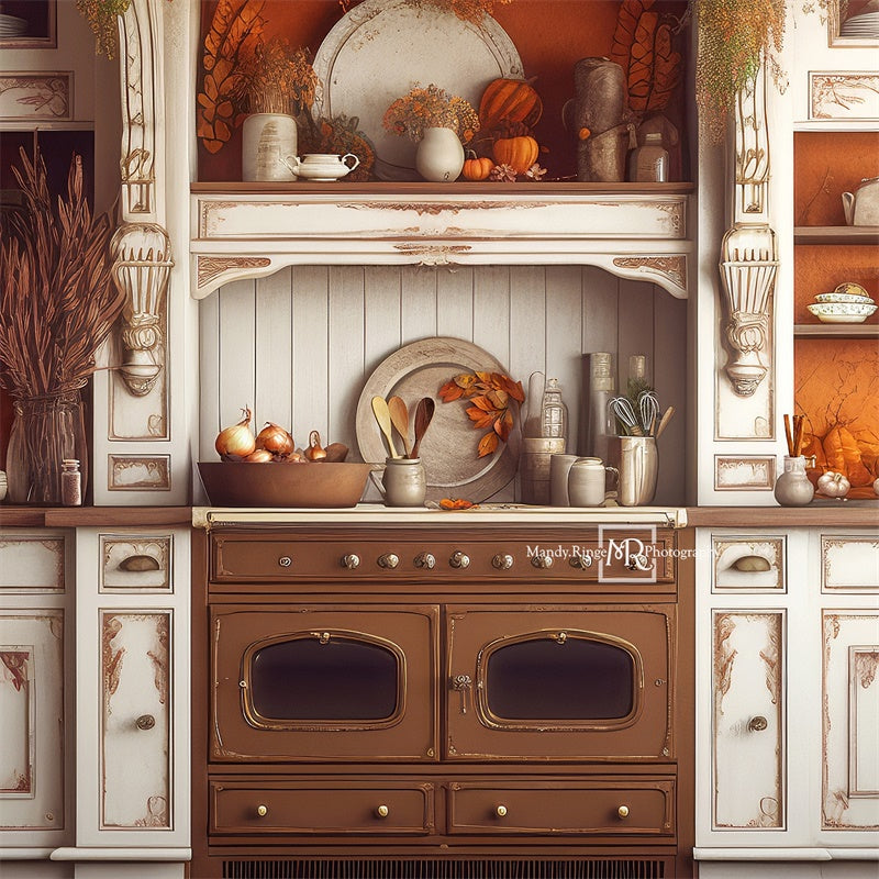 Autumn Thanksgiving Kitchen Backdrop Disegnato da Mandy Ringe Photography