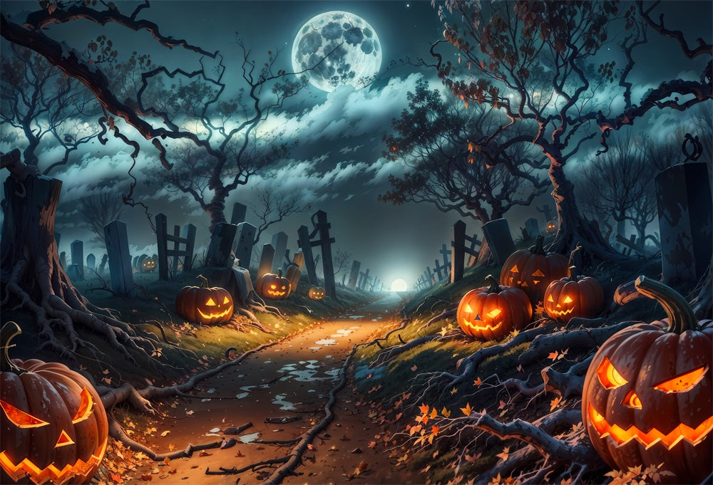 Fondo de Luna de Calabaza de Halloween en la Noche para Fotografía