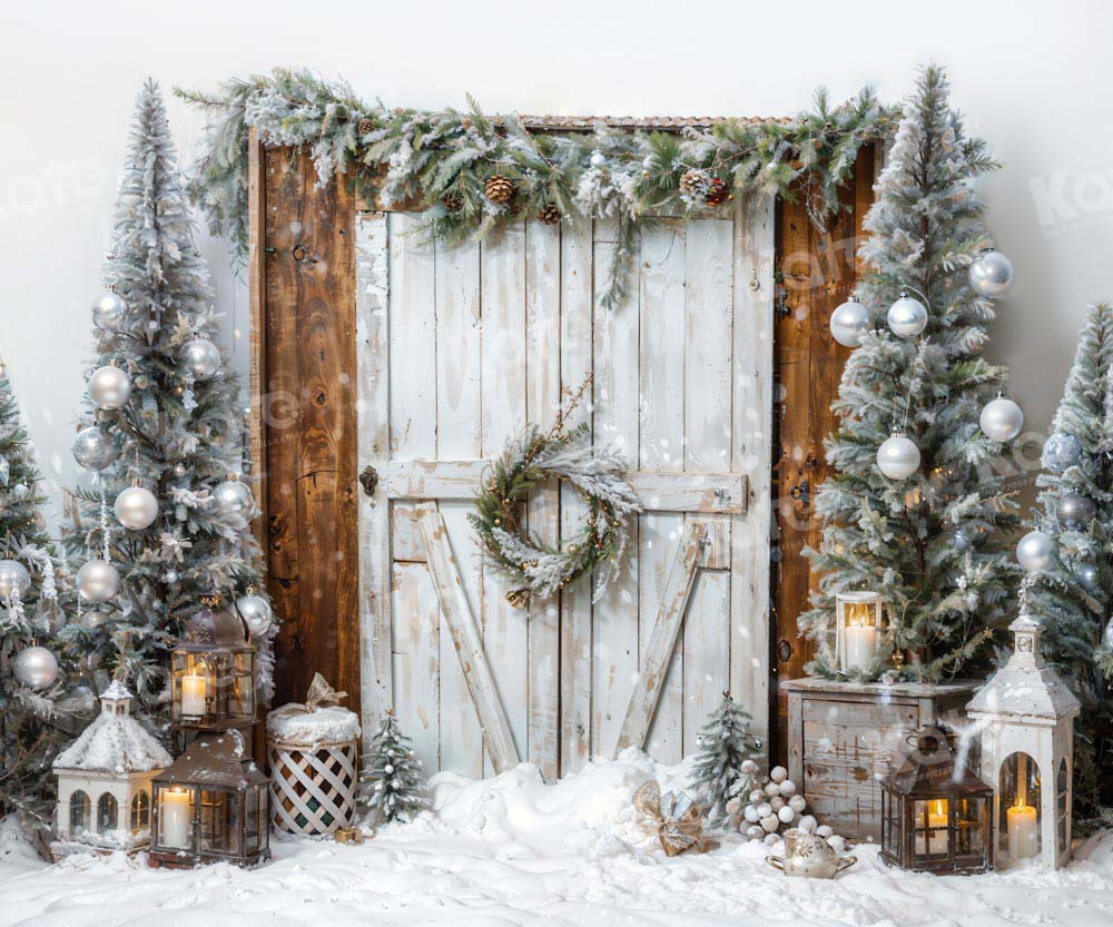Kate Christmas Tree White Barn Door Backdrop Designed by Emetselch