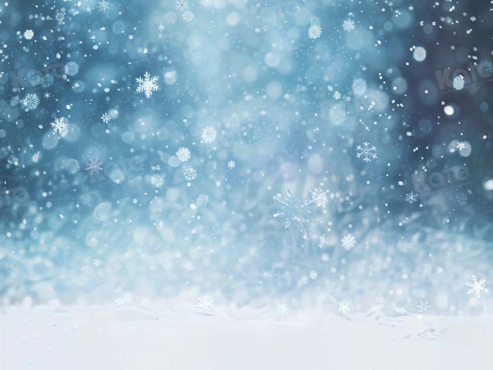 Winter Bokeh Snowflake Blue Foto Achtergrond Ontworpen door Chain Photography