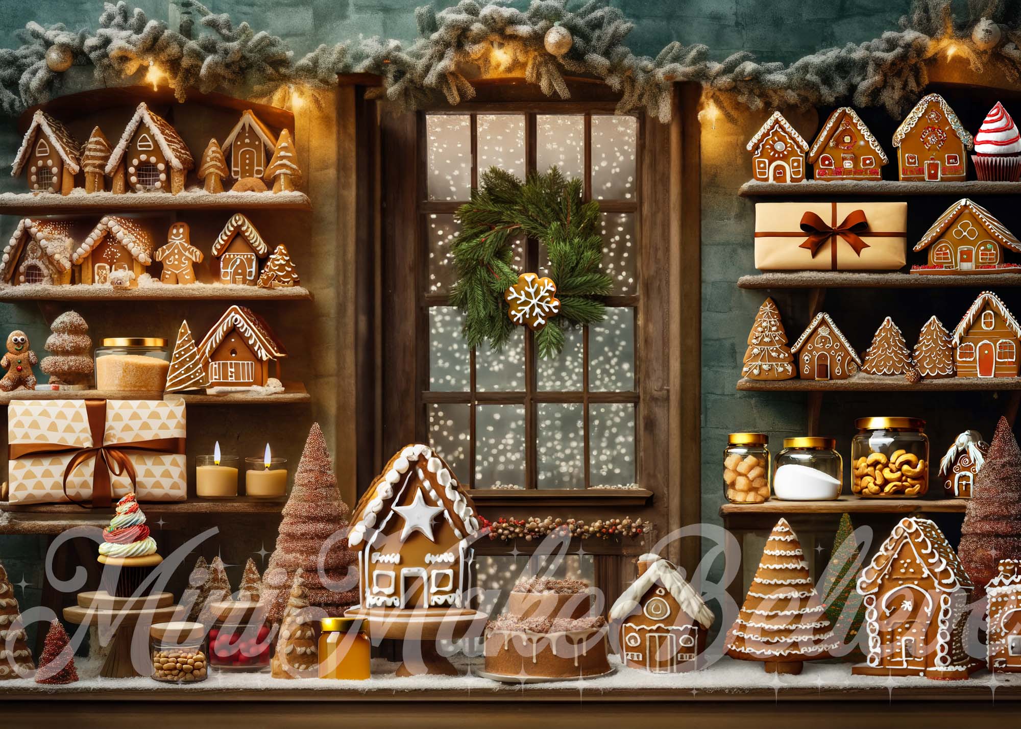 Kate Christmas Gingerbread Kitchen Backdrop Designed by Mini MakeBelieve