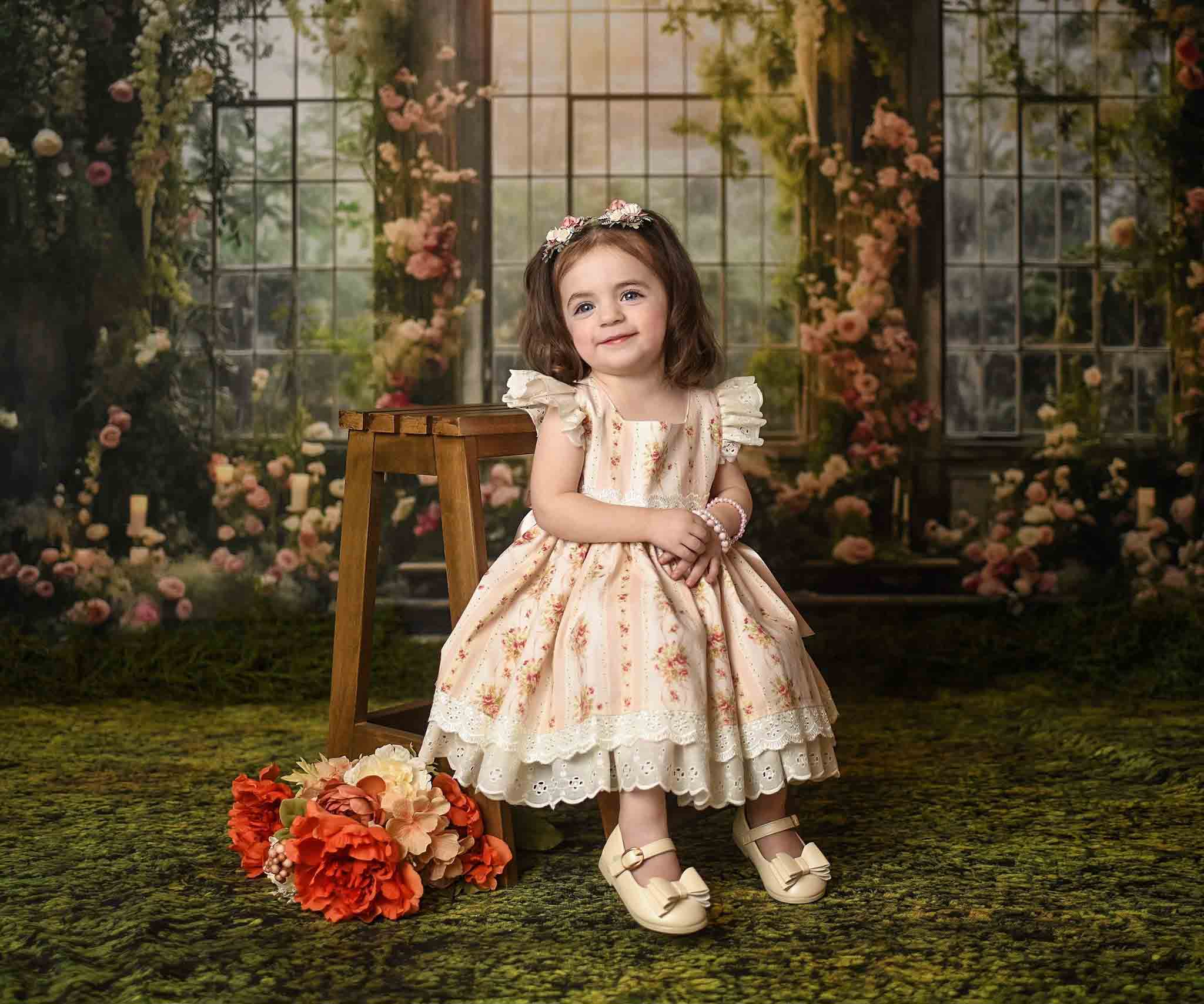 Kate Valentine Spring Wedding Romantic Roses in Arbitrarium Backdrop Designed by Mini MakeBelieve