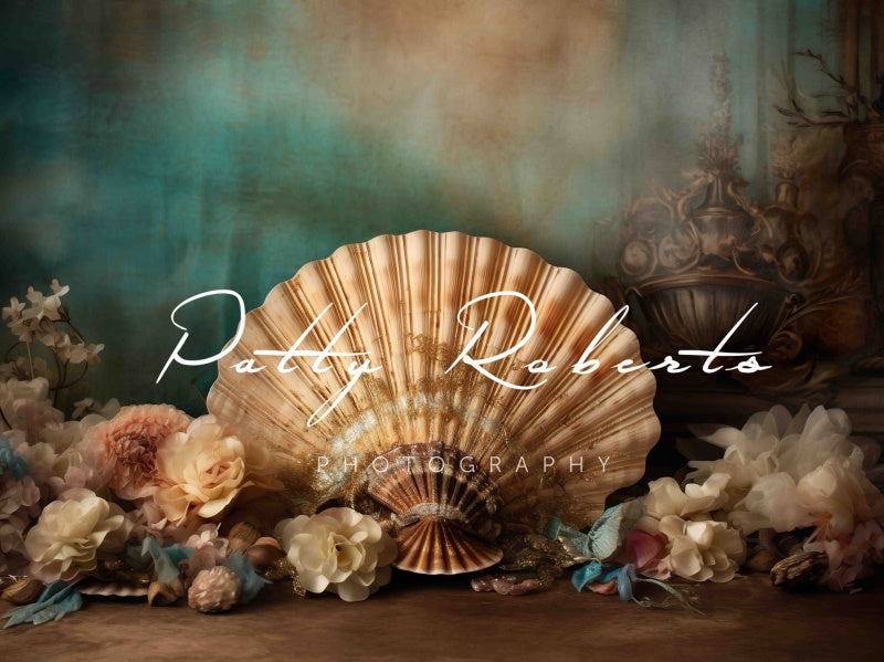 Kate Summer Giant Seashell and Flowers Backdrop Designed by Patty Robert