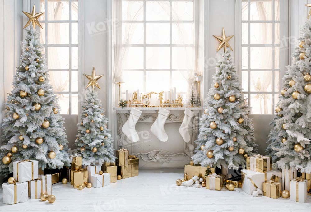 Kate Christmas Tree Gift Room Window White Socks Backdrop Designed by Chain Photography