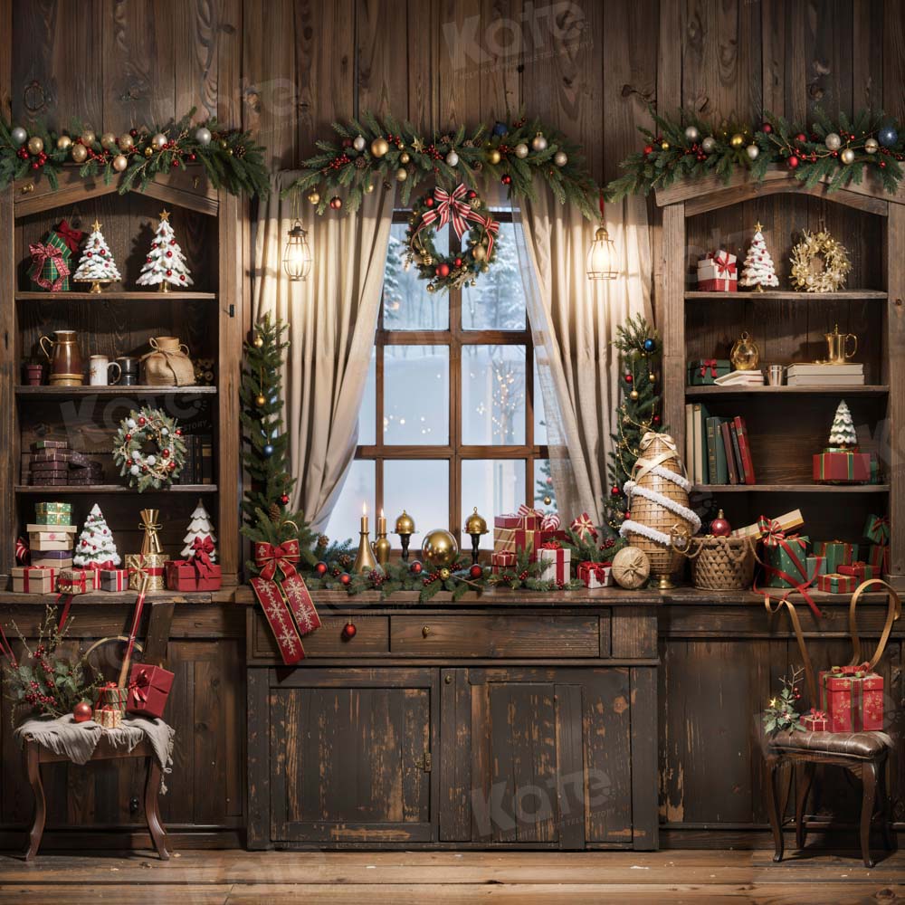 Kate Winter Christmas Retro Room Backdrop Designed by Chain Photography