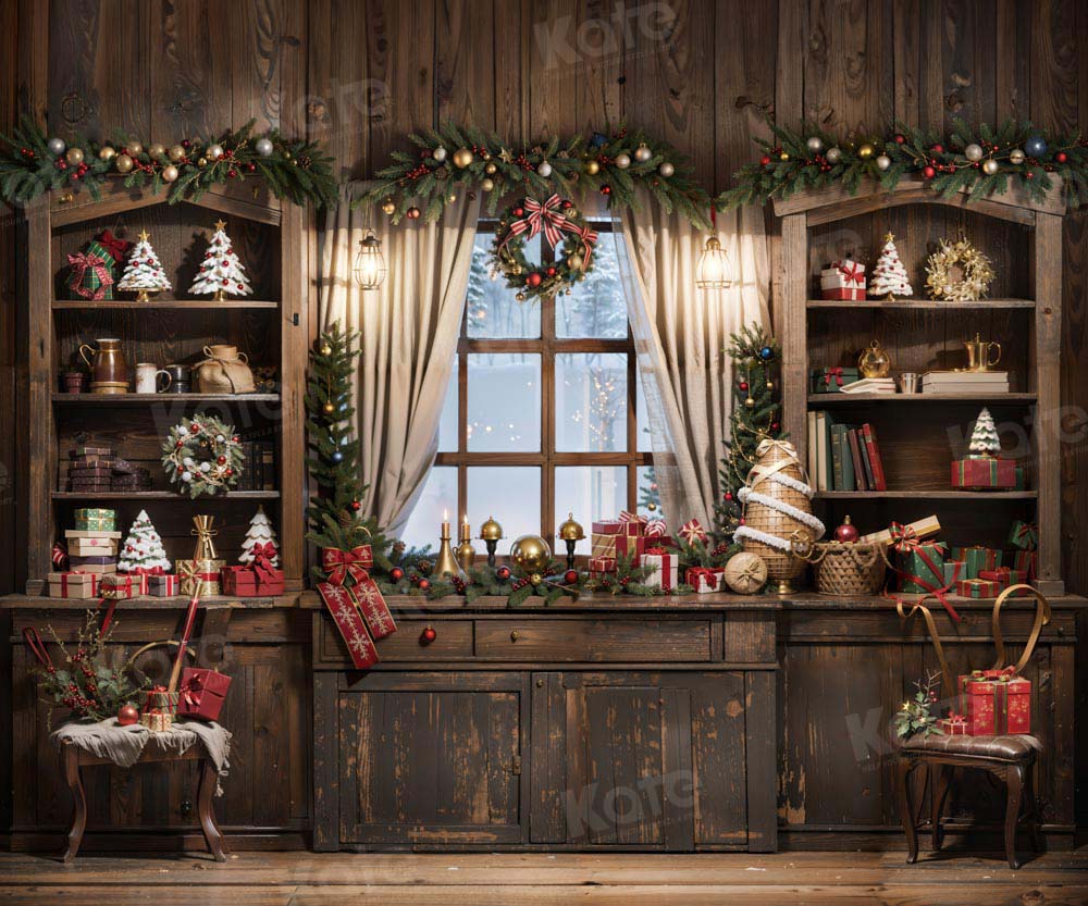 Kate Winter Christmas Retro Room Backdrop Designed by Chain Photography