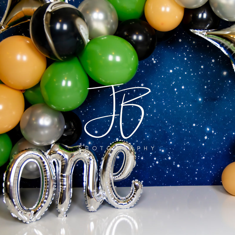 Kate Out of this World Balloon Cake Smash Backdrop Designed by JB Photography