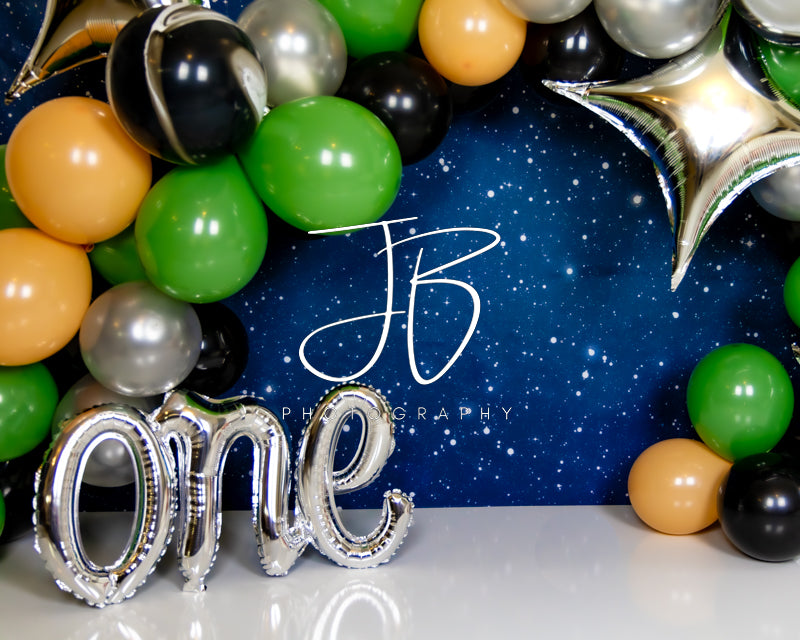 Kate Out of this World Balloon Cake Smash Backdrop Designed by JB Photography