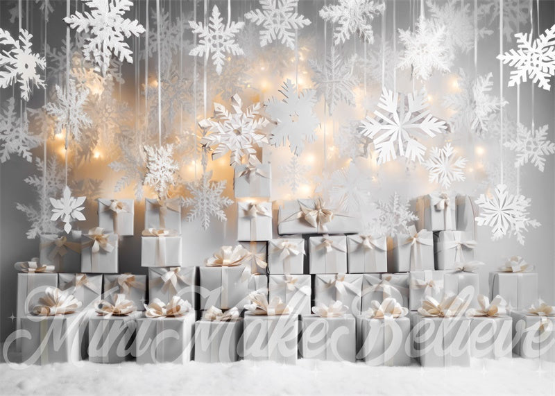 Kate Christmas Paper Snowflakes Gifts Backdrop Designed by Mini MakeBelieve
