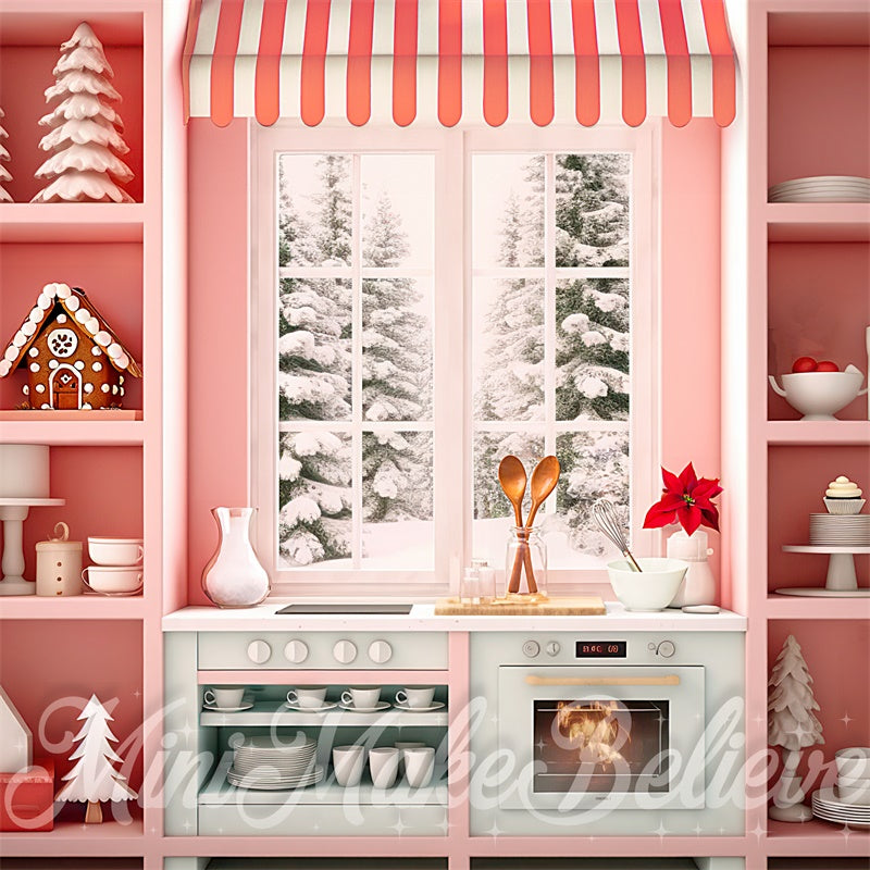 Fondo cucina rosa elegante per Natale progettato da Mini MakeBelieve