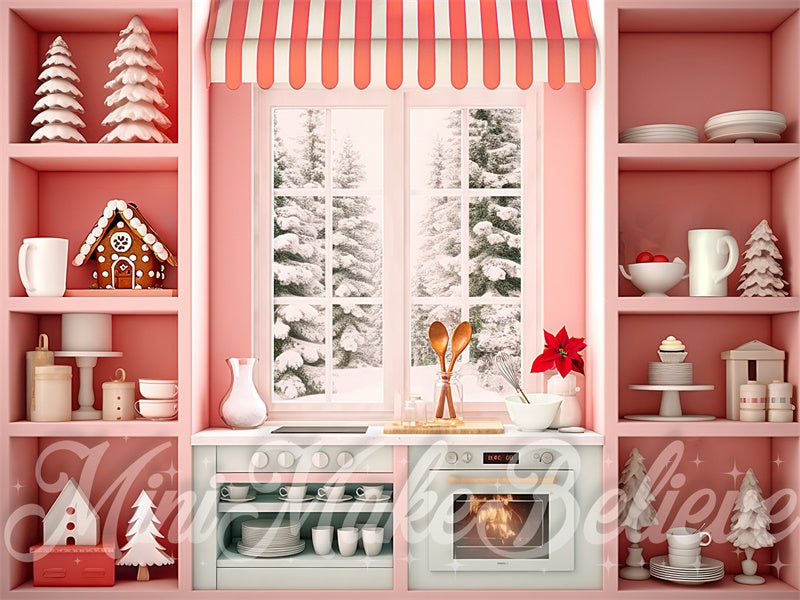 Fondo cucina rosa elegante per Natale progettato da Mini MakeBelieve