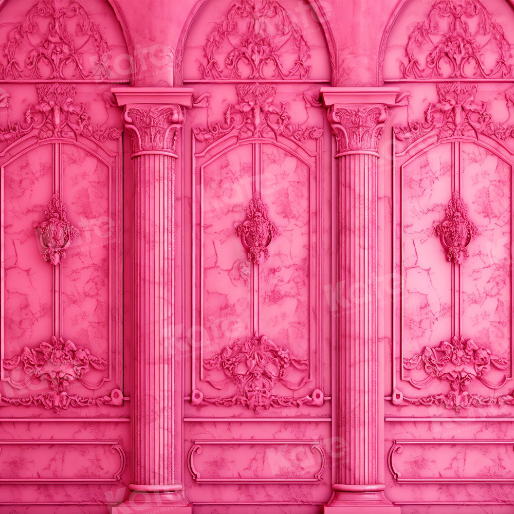 Fondo de pared rosa para fotografía de muñeca de moda