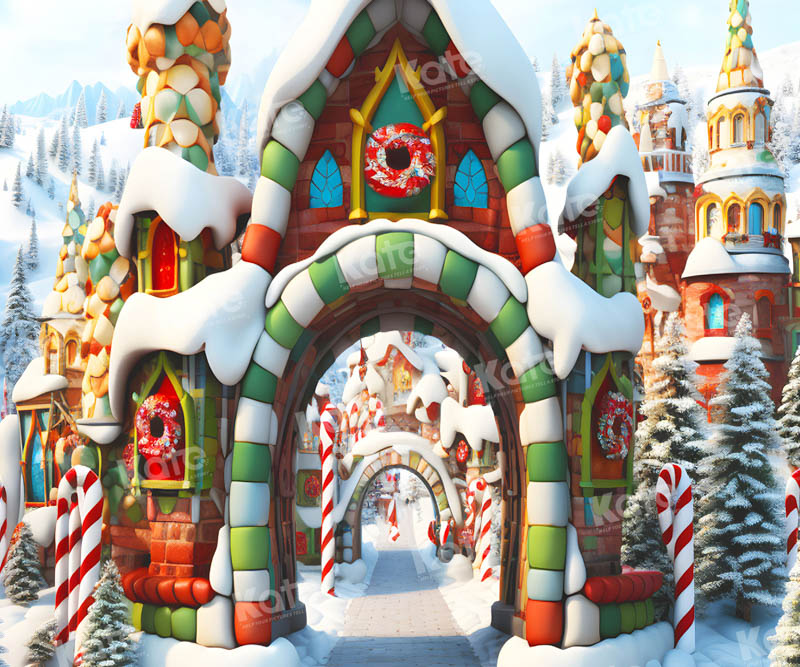 Kate Christmas Amazing Candy World Street Backdrop for Photography