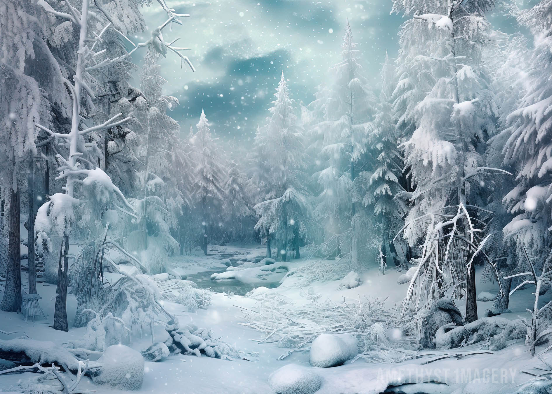 Kate Winter Frozen Trees Backdrop Designed by Angela Miller