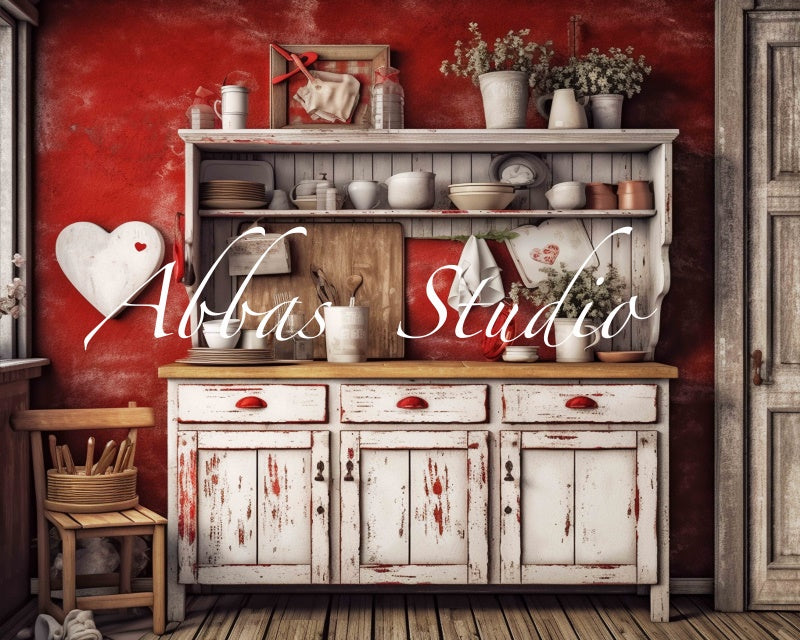 Kate Valentine's Rustic Kitchen Backdrop Designed by Abbas Studio