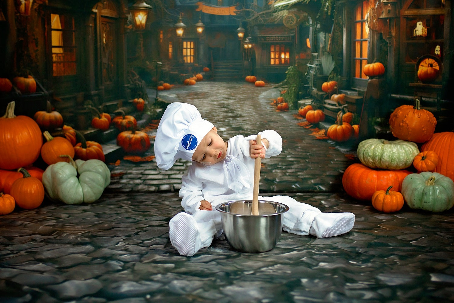 Kate Halloween Street Pumpkin Backdrop Designed by Emetselch