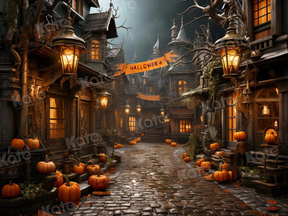 Kate Halloween Street Pumpkin Backdrop Designed by Emetselch