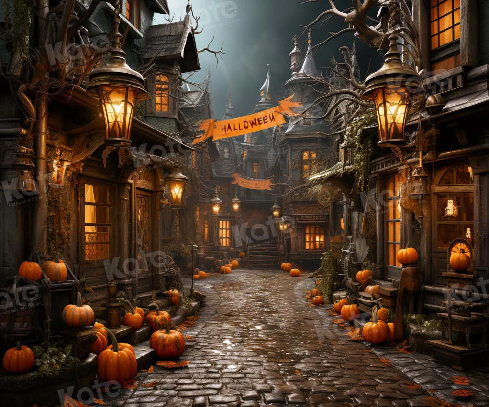 Kate Halloween Street Pumpkin Backdrop Designed by Emetselch