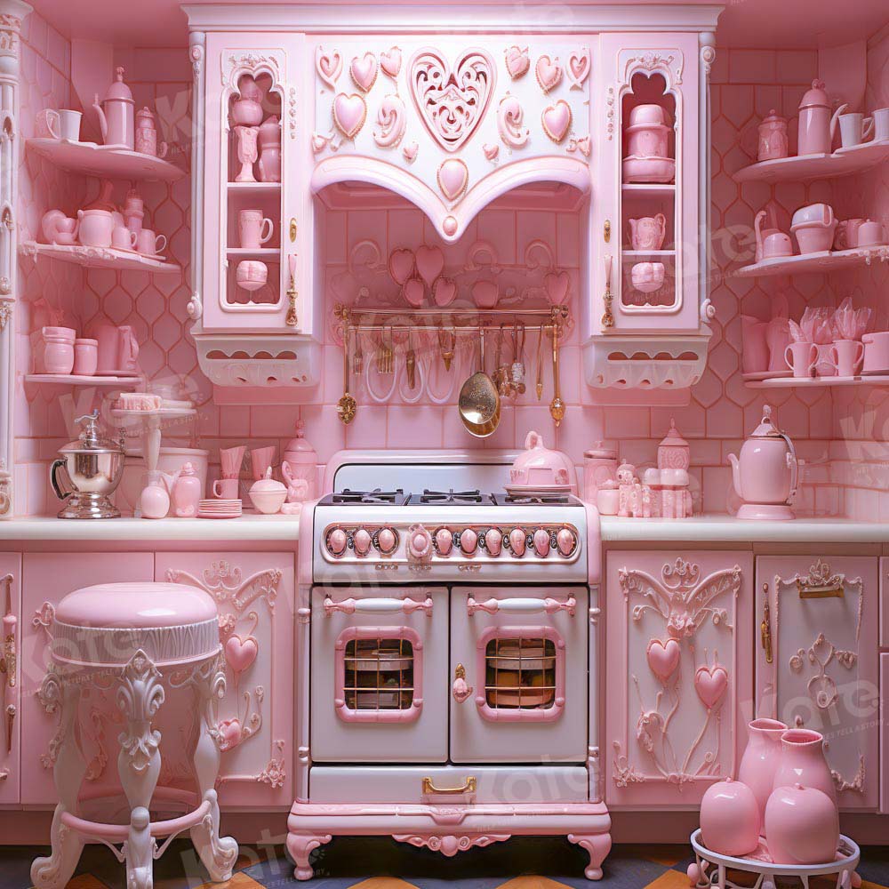 Kate Fantasy Doll Pink Kitchen Backdrop Designed by Emetselch