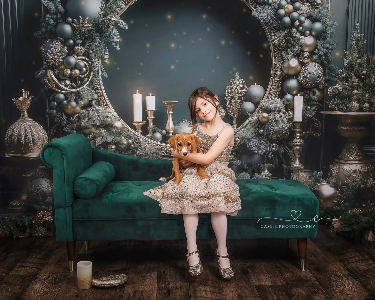 Kate Christmas Vintage Green Wall Big Wreath Backdrop Designed by Emetselch