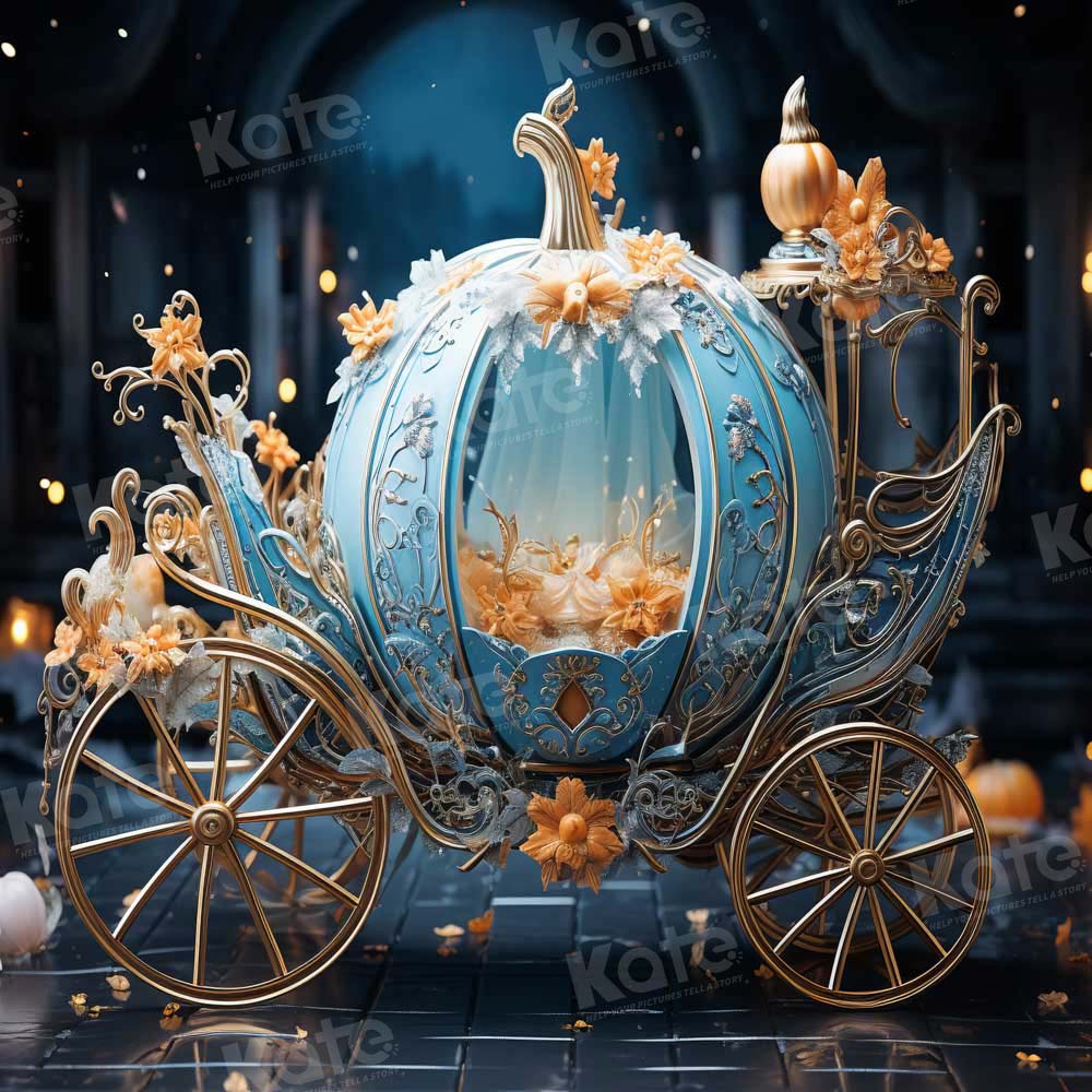 Kate Blue Pumpkin Car In Night Backdrop Designed by Chain Photography